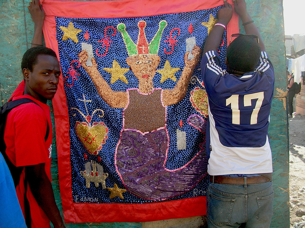 Haitian drapo artists at the 2nd Ghetto Biennale