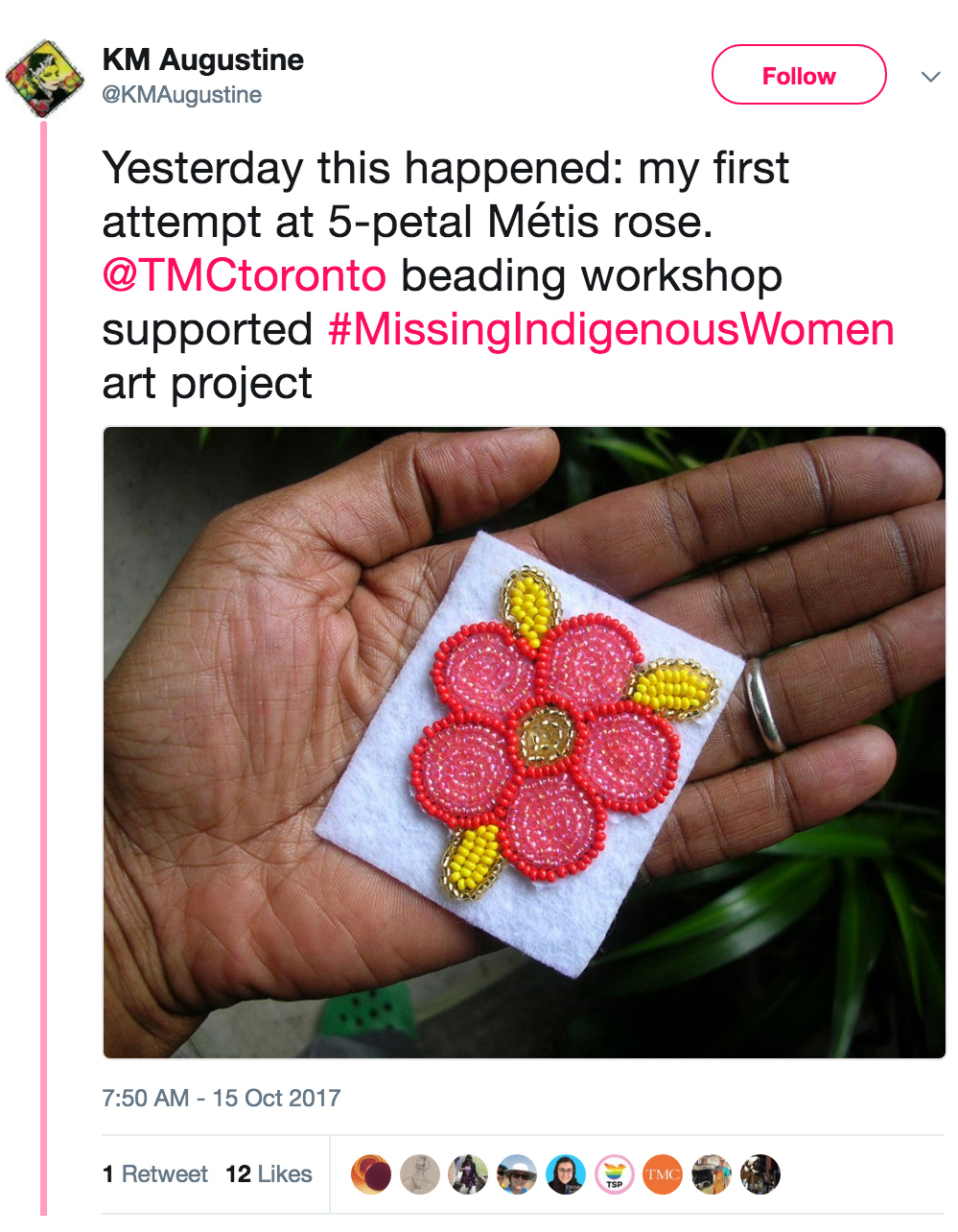 Beadwork: five-petal Métis rose