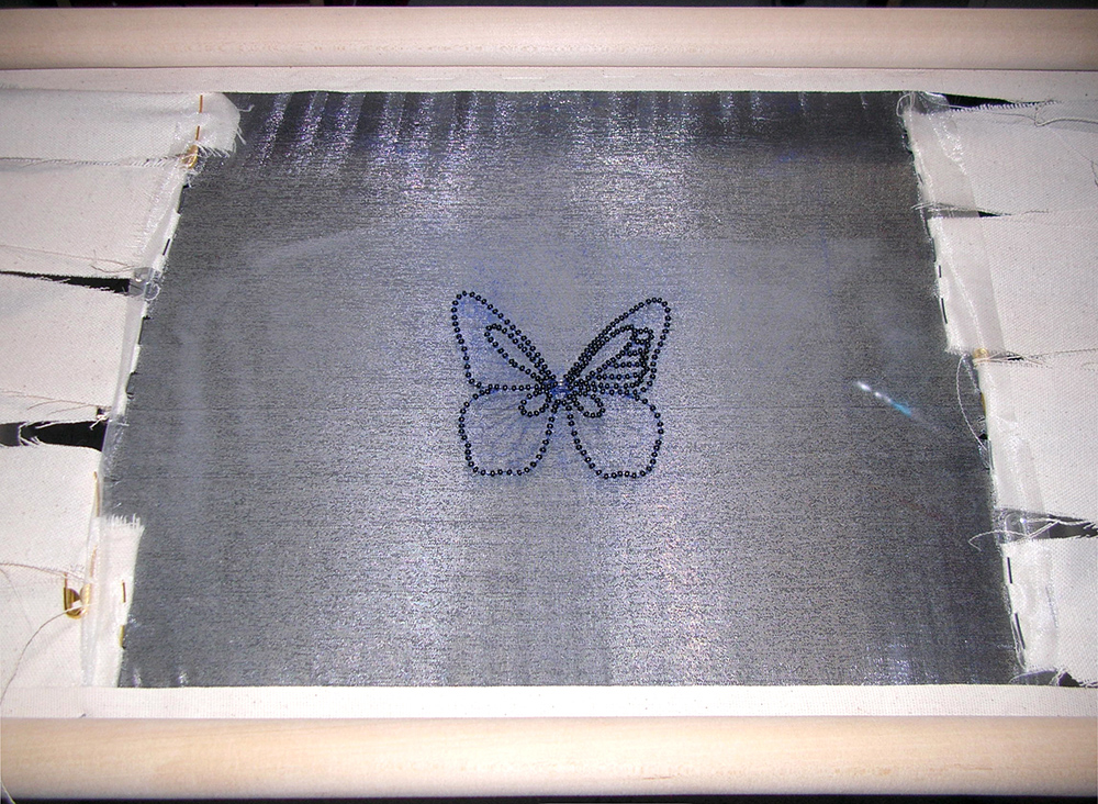 Beaded back of tambour project